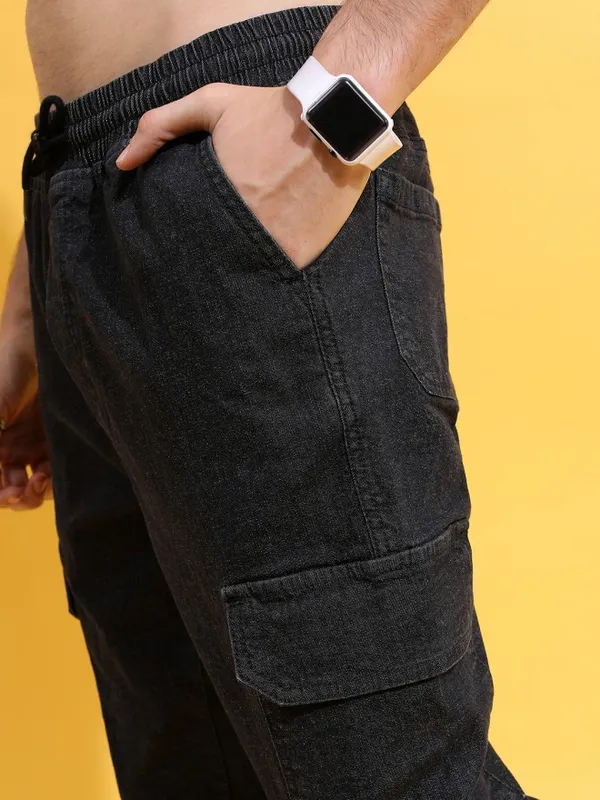  Highlander Men Black Jogger Clean Look Jeans
