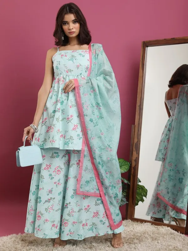  Vishudh  Women Blue Printed Kurta Sets