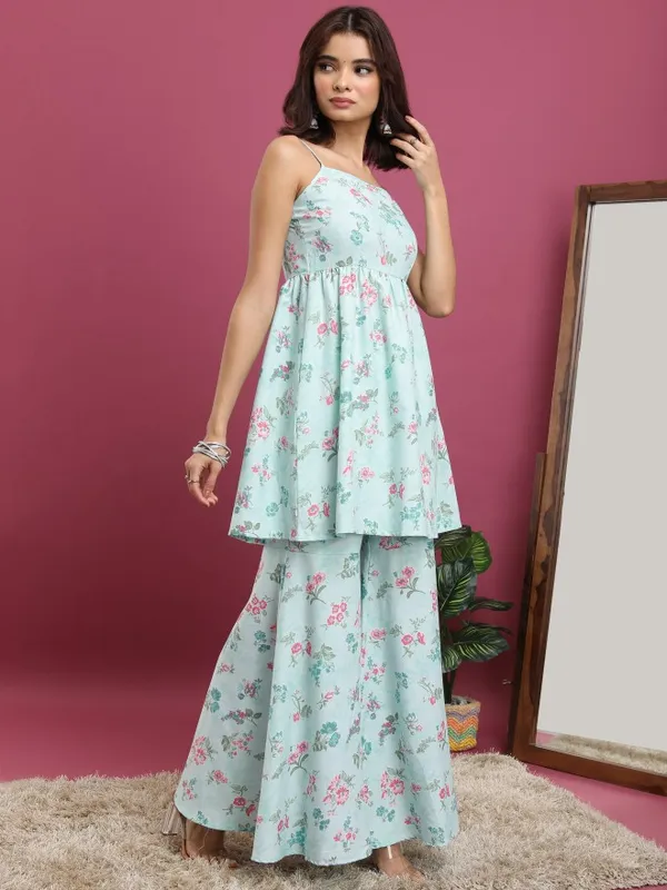  Vishudh  Women Blue Printed Kurta Sets