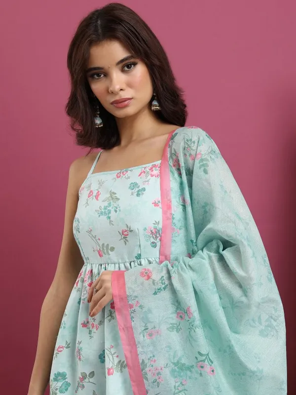 Vishudh  Women Blue Printed Kurta Sets