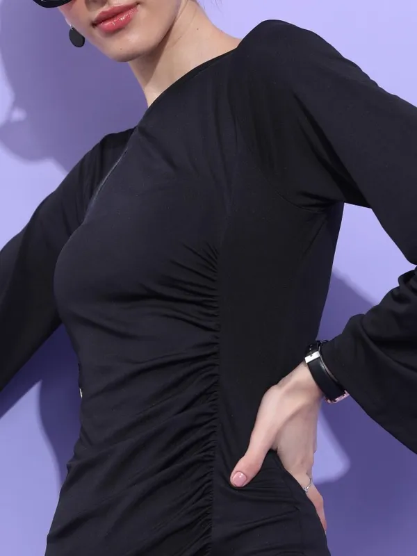 Tokyo Talkies Women Black Solid Bodycon Dress