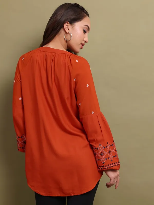  Vishudh Women Terracotta Solid Tunics