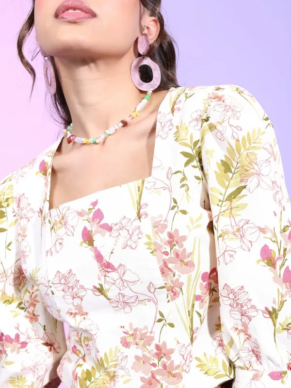  Tokyo Talkies Women Off White Printed Regular Tops