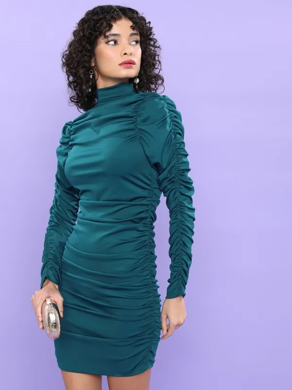  Ketch Women Teal Solid Bodycon Dresses
