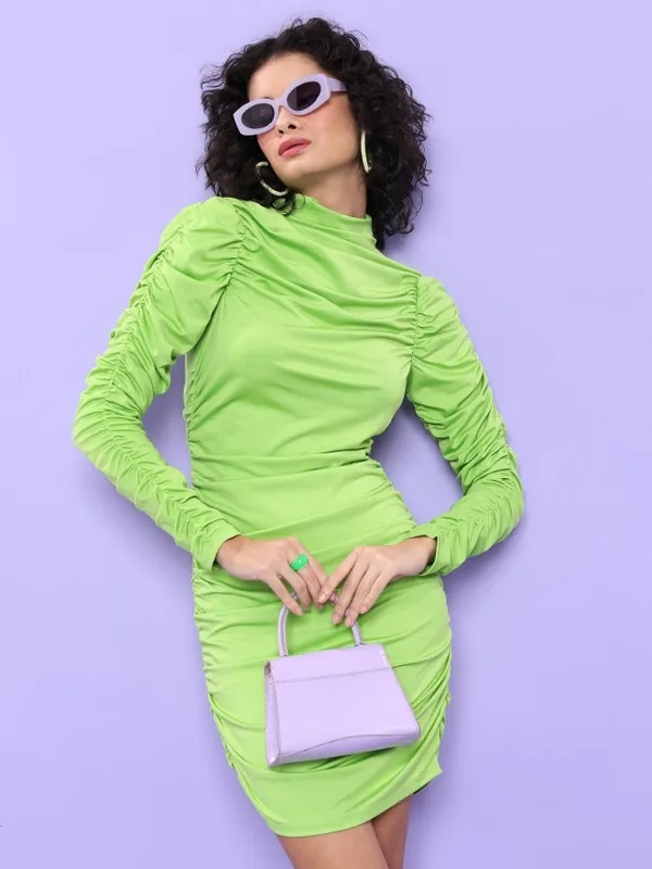  Ketch Women Green Solid Bodycon Dresses