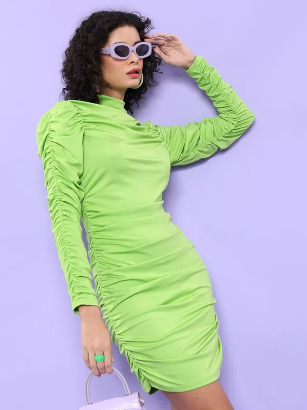  Ketch Women Green Solid Bodycon Dresses