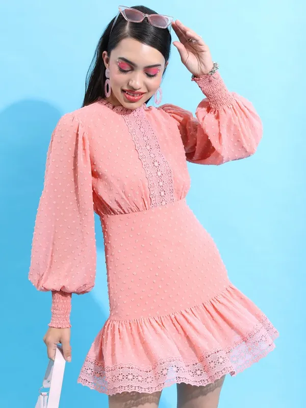 Tokyo Talkies Women Rose Self Design Fit And Flare Dress