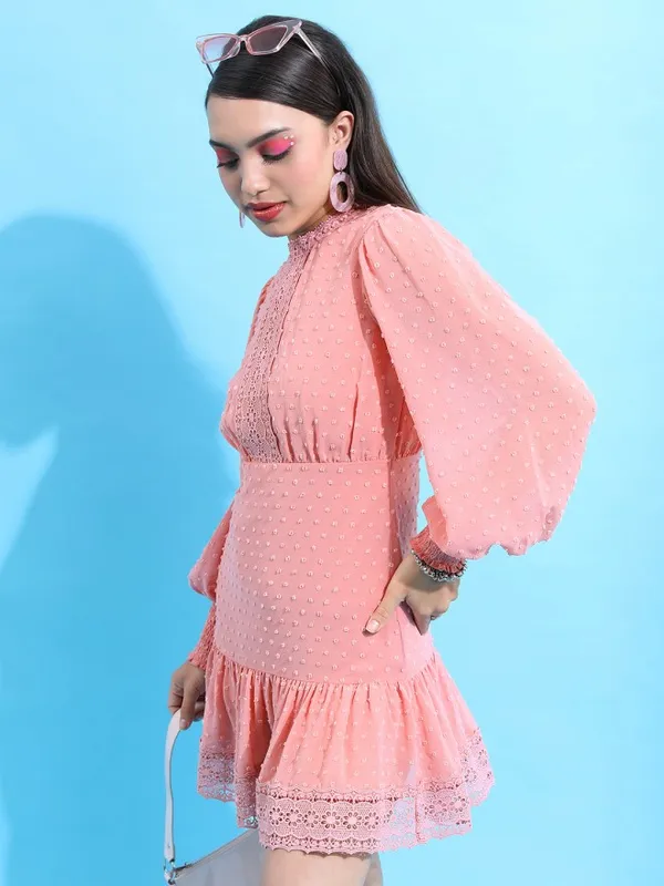 Tokyo Talkies Women Rose Self Design Fit And Flare Dress