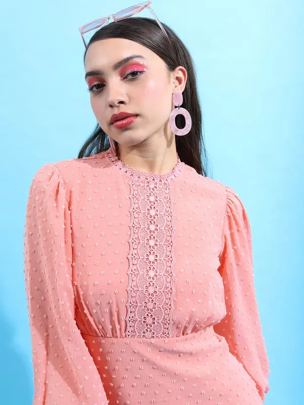 Tokyo Talkies Women Rose Self Design Fit And Flare Dress