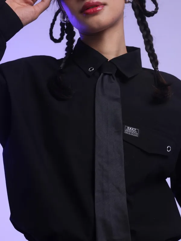  Tokyo Talkies Women Black Solid Casual Shirts