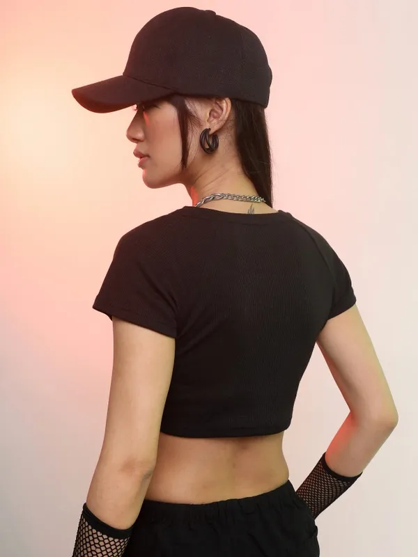  Tokyo Talkies Women Black Printed Regular Tops