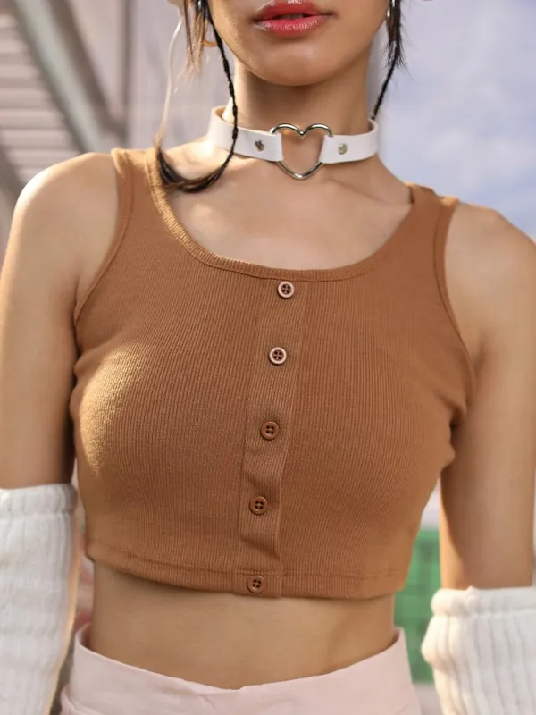  Tokyo Talkies Women Brown Solid Regular Tops