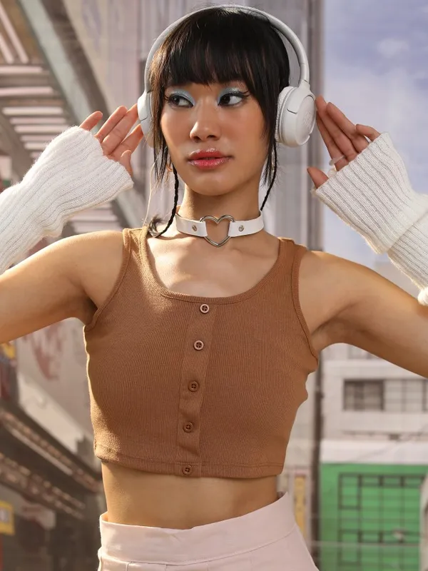  Tokyo Talkies Women Brown Solid Regular Tops