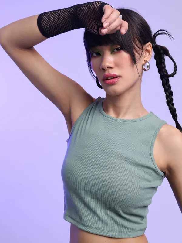  Tokyo Talkies Women Green Solid Tank Tops