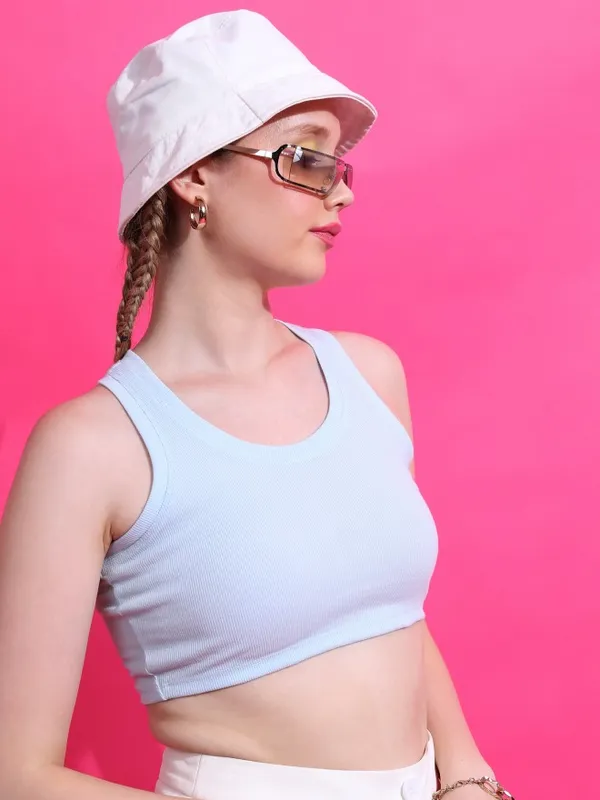  Tokyo Talkies Women Blue Solid Tank Tops