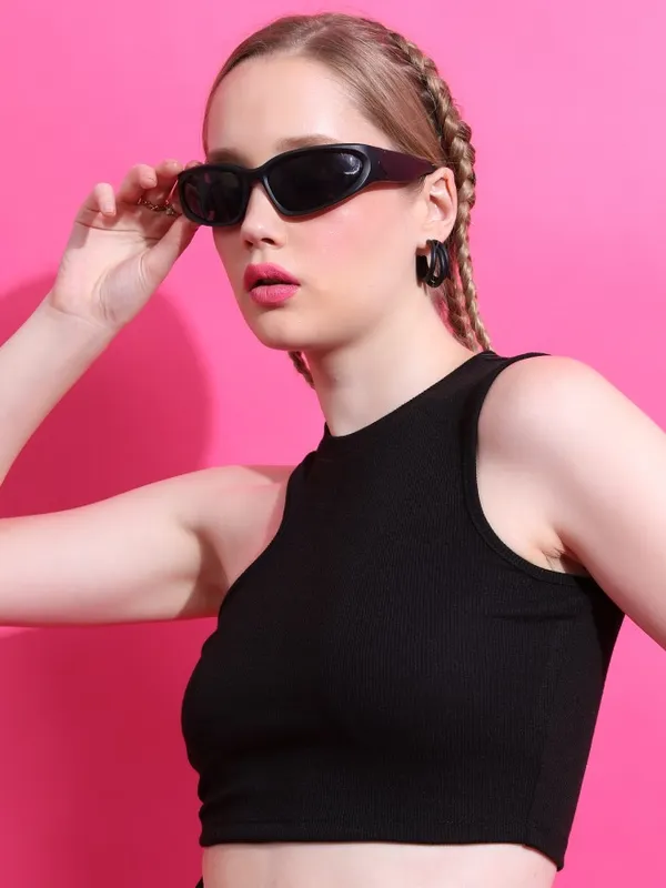  Tokyo Talkies Women Black Solid Tank Tops
