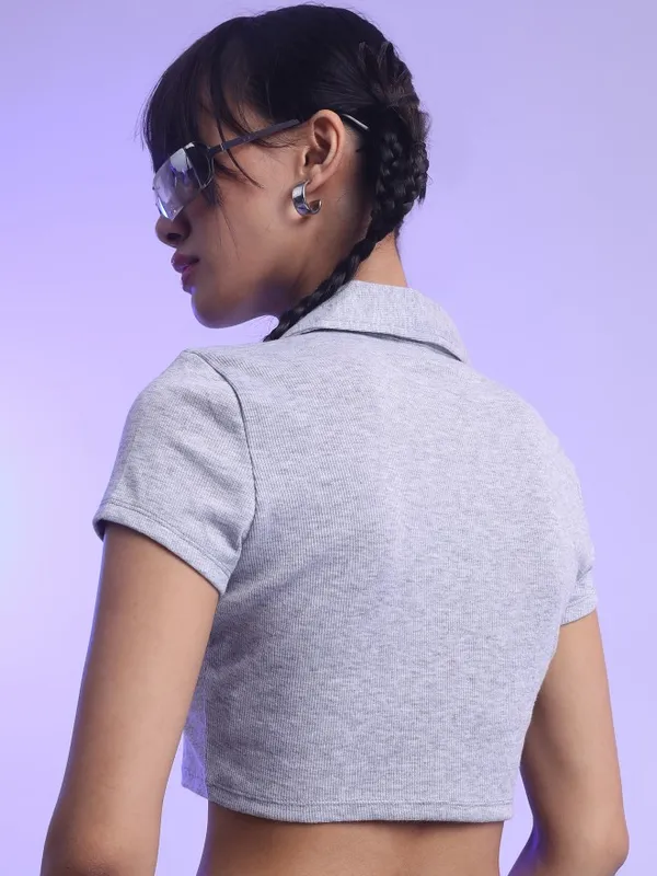  Tokyo Talkies Women Grey Solid Regular Tops