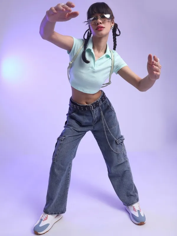 Tokyo Talkies Women Green Solid Regular Top