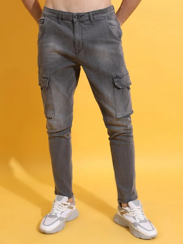  Highlander Men Grey Skinny Fit Clean Look Jeans