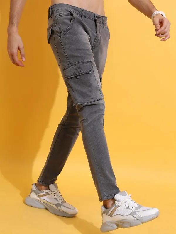  Highlander Men Grey Skinny Fit Clean Look Jeans