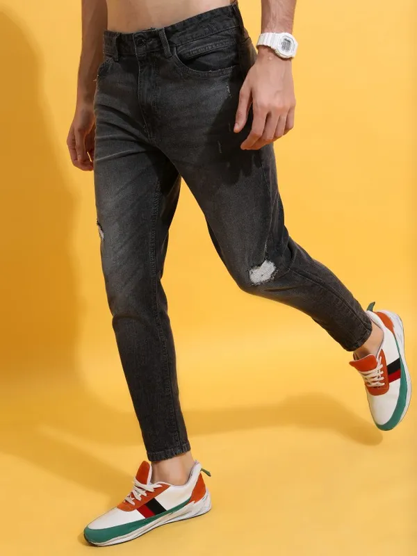  Highlander Men Grey Super Skinny Fit Highly Distressed Jeans