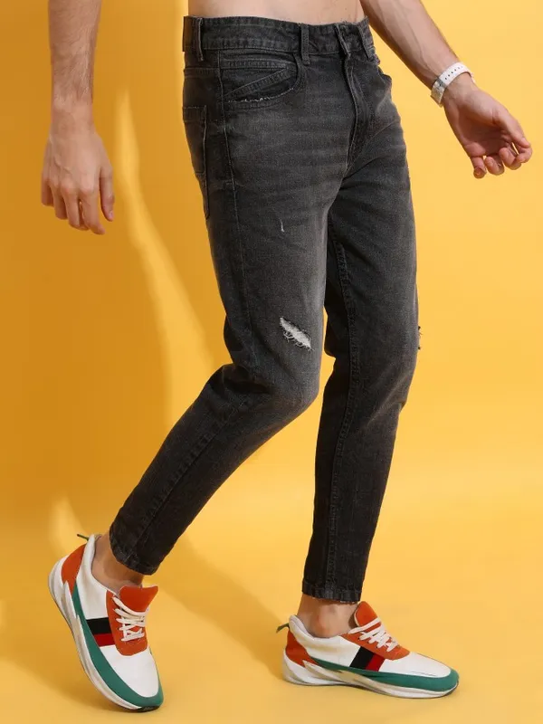  Highlander Men Grey Super Skinny Fit Highly Distressed Jeans