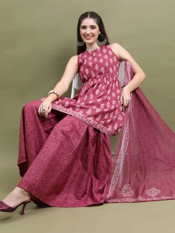Women Kurta With Sharara & Dupatta