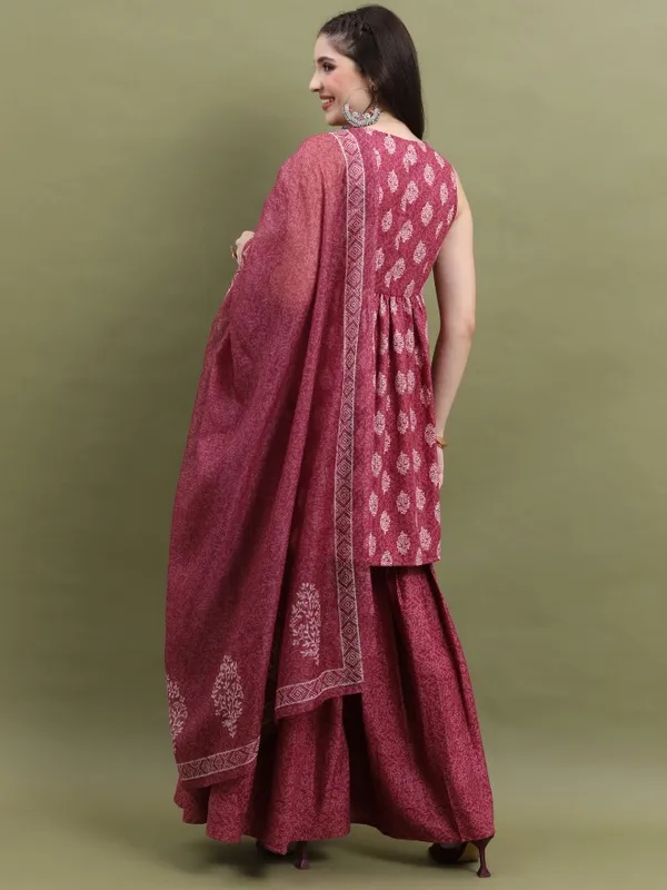 Women Kurta With Sharara & Dupatta