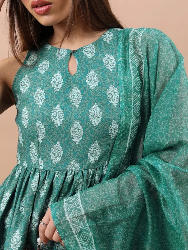  Ketch Women Teal Printed Kurta Sets