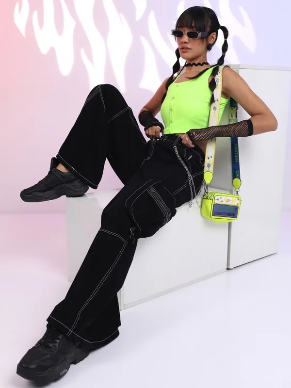  Tokyo Talkies Women Green Solid Fitted Tops