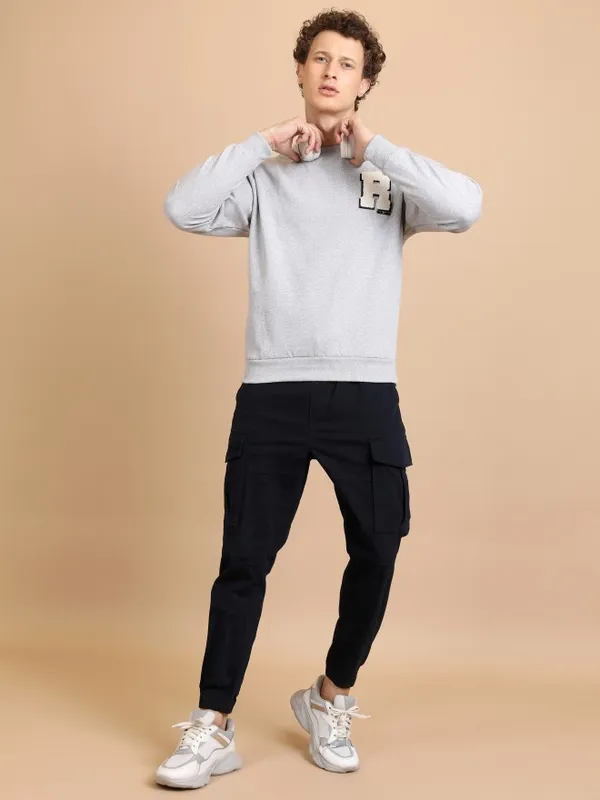  Highlander Men Navy Blue Regular Fit Solid Casual Trousers