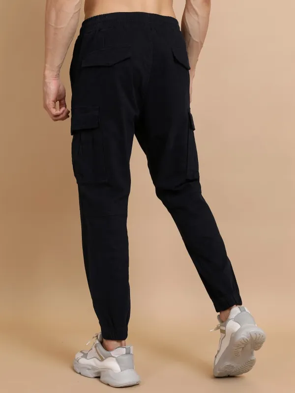  Highlander Men Navy Blue Regular Fit Solid Casual Trousers
