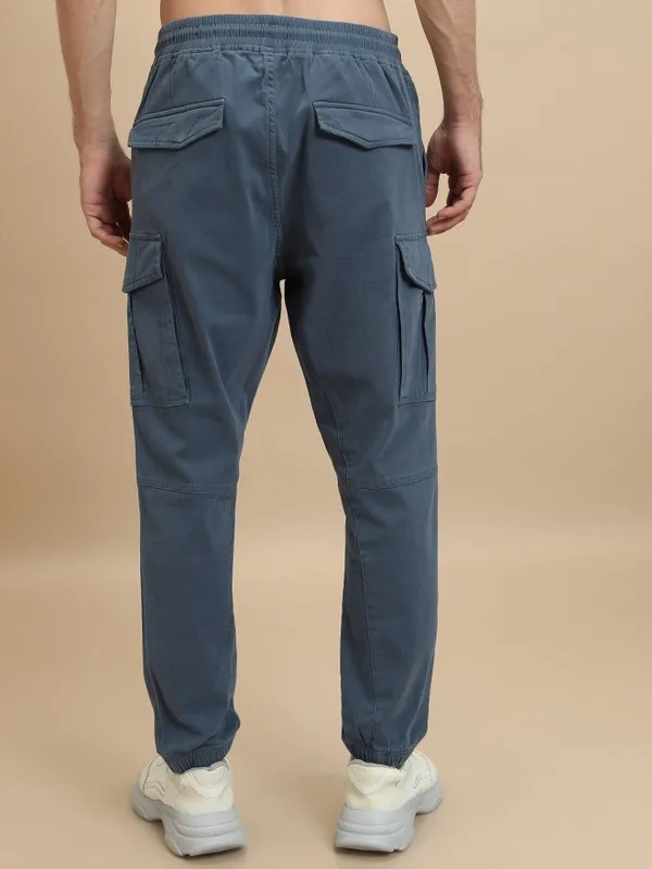 Highlander Men Blue Regular Fit Solid Casual Trousers