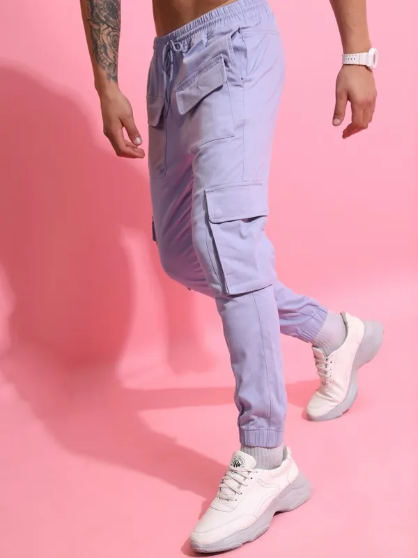  Highlander Men Blue Regular Fit Solid Casual Trousers