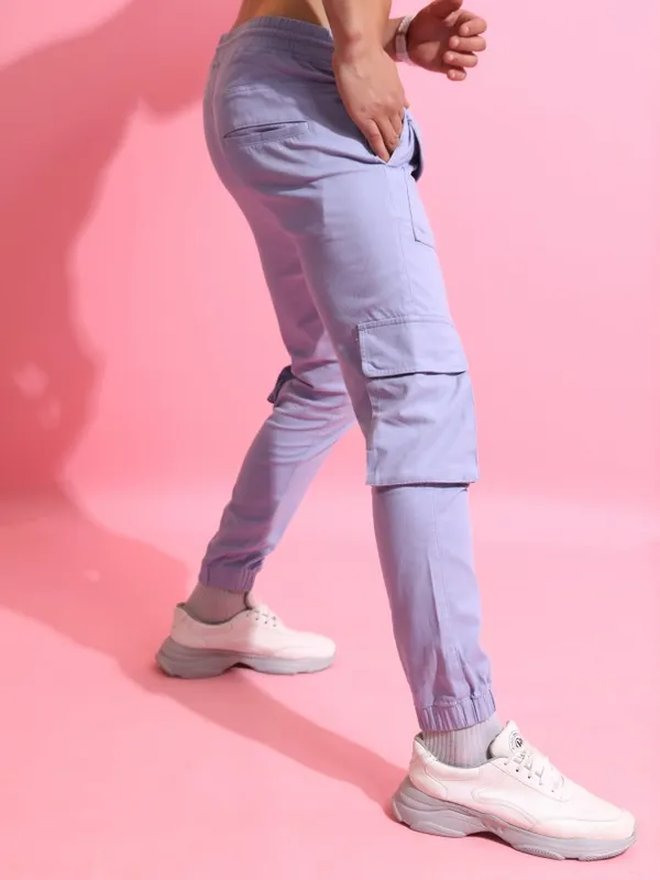  Highlander Men Blue Regular Fit Solid Casual Trousers
