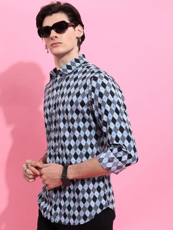 Highlander Men Multi Printed Slim Fit Casual Shirt