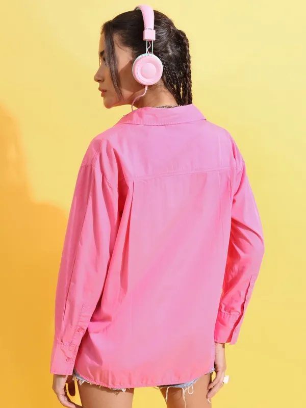  Tokyo Talkies Women Pink Solid Casual Shirts