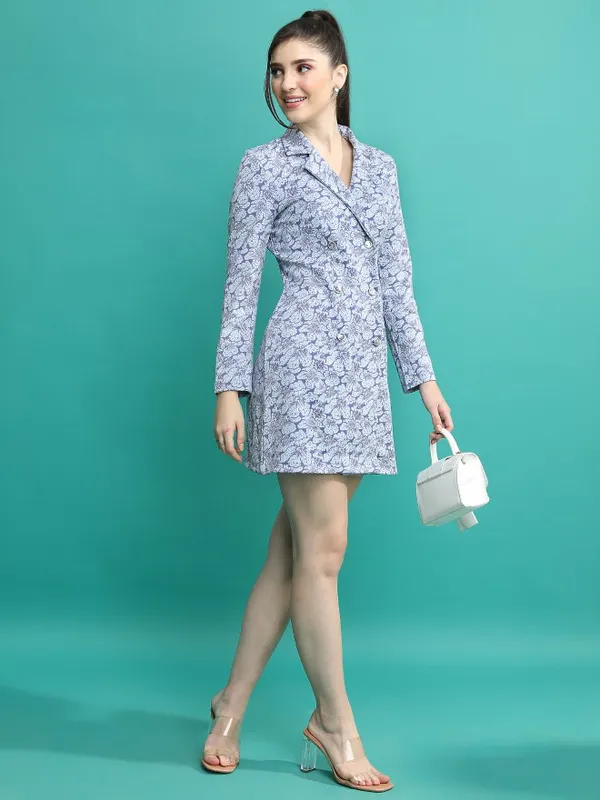  Tokyo Talkies Women Grey Printed Blazer Dresses Dresses