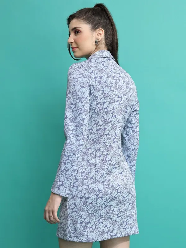  Tokyo Talkies Women Grey Printed Blazer Dresses Dresses