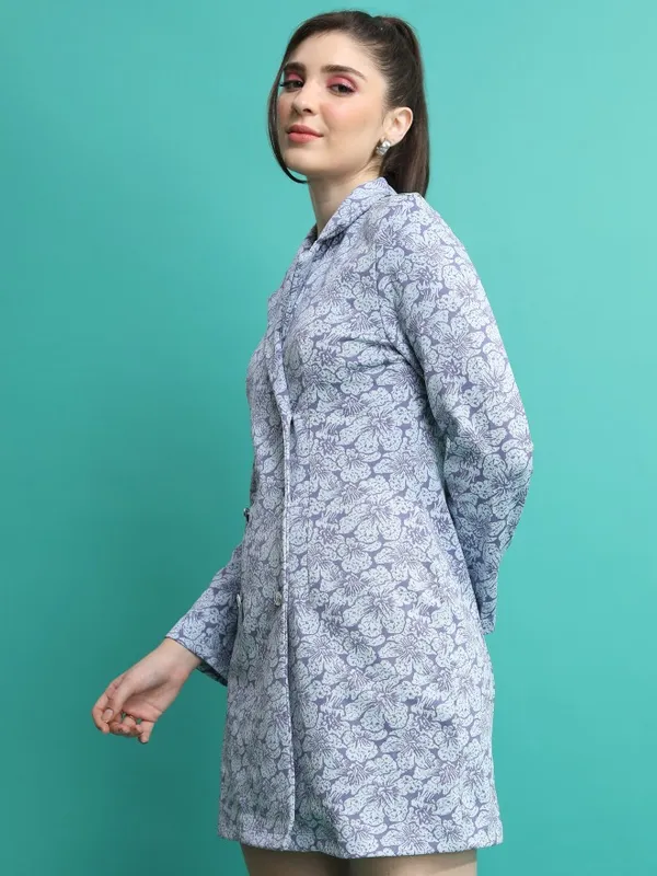  Tokyo Talkies Women Grey Printed Blazer Dresses Dresses
