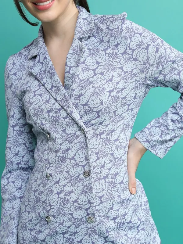  Tokyo Talkies Women Grey Printed Blazer Dresses Dresses
