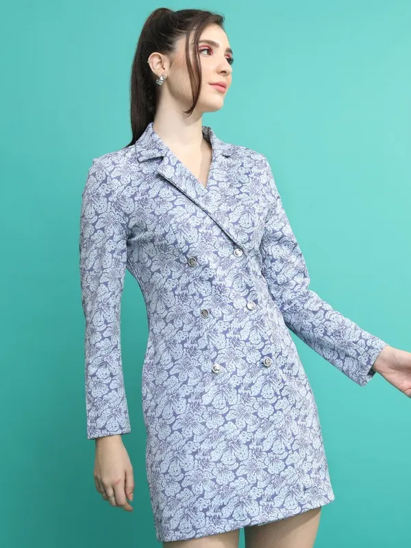  Tokyo Talkies Women Grey Printed Blazer Dresses Dresses