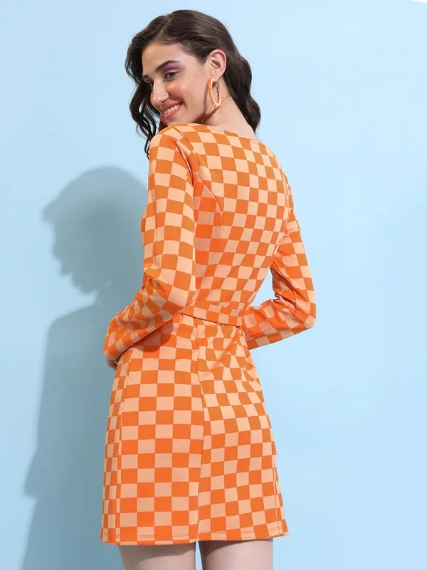  Tokyo Talkies Women Orange Self Design Bodycon Dresses