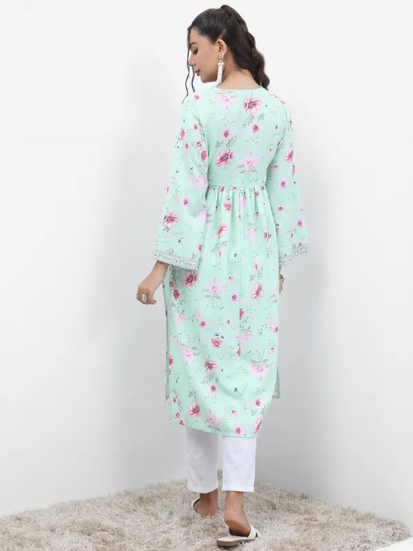  Vishudh Women Blue Printed A-Line Kurtas