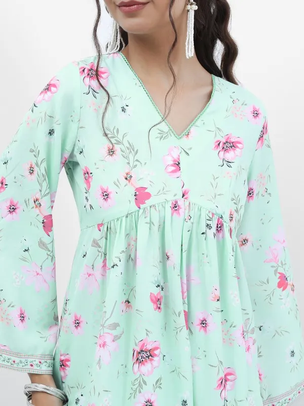  Vishudh Women Blue Printed A-Line Kurtas