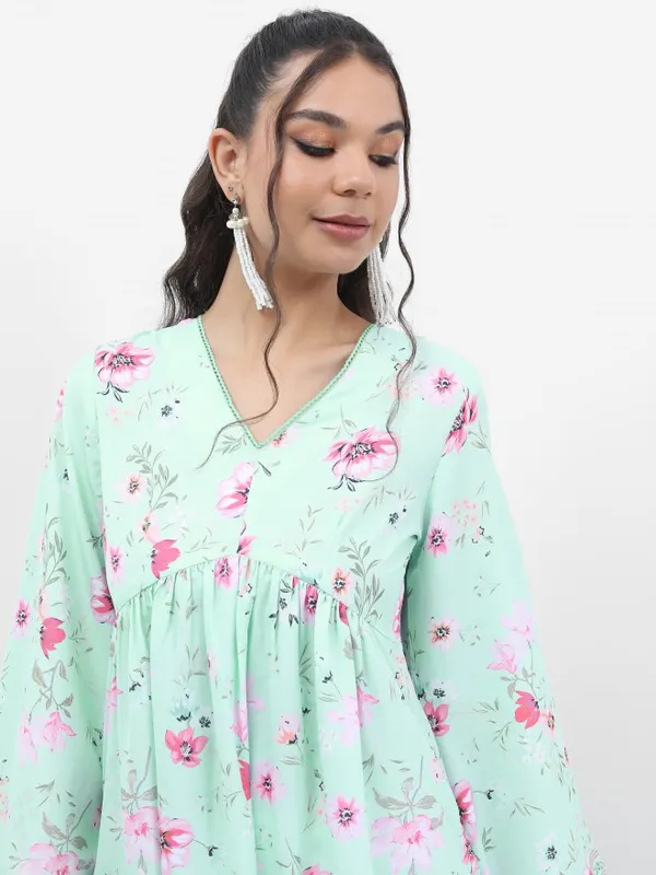  Vishudh Women Blue Printed A-Line Kurtas