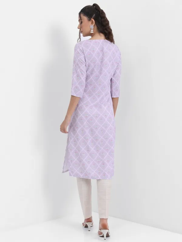 Vishudh Women Lavender Printed Straight Kurta