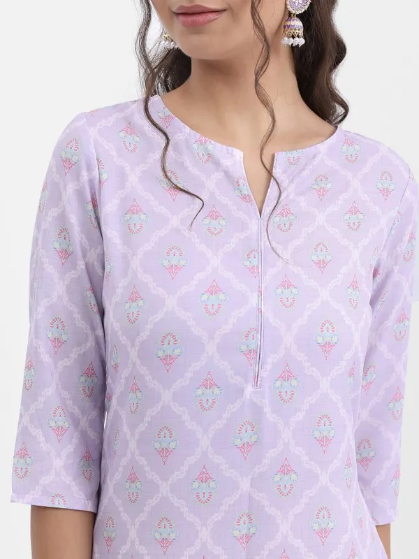  Vishudh Women Lavender Printed Straight Kurtas