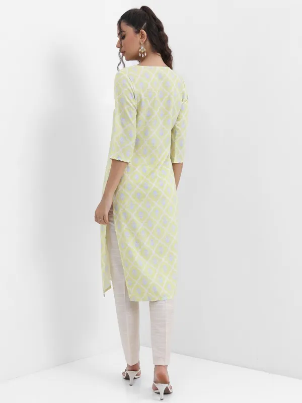 Vishudh Women Green Printed Straight Kurta