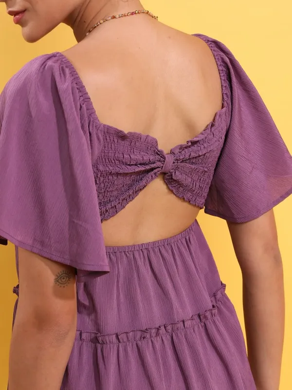 Tokyo Talkies Women Purple Solid Fit And Flare Dress